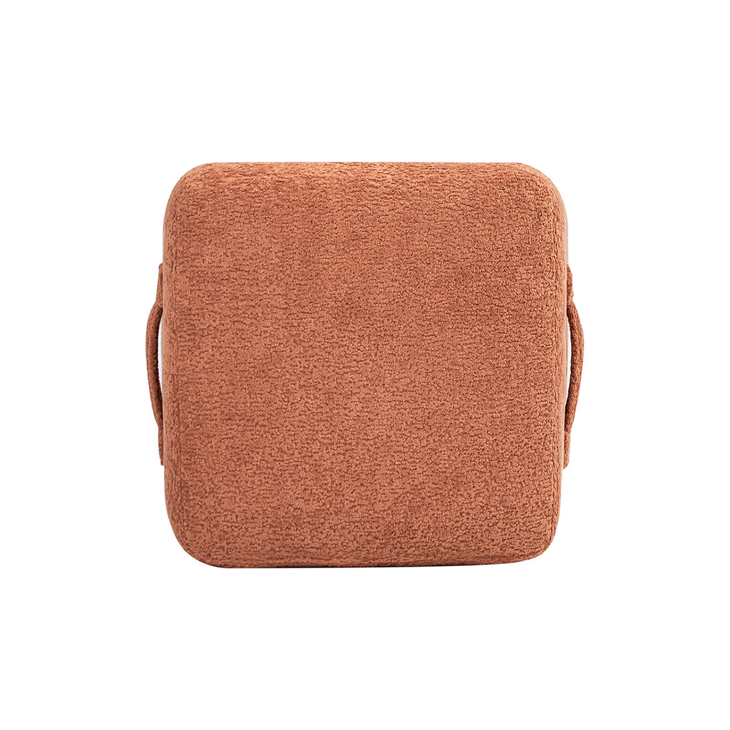 Oliver 16' Tapered Square Upholstered Ottoman, Spice Orange Fleeced Teddy