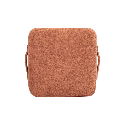 Oliver 16' Tapered Square Upholstered Ottoman, Spice Orange Fleeced Teddy