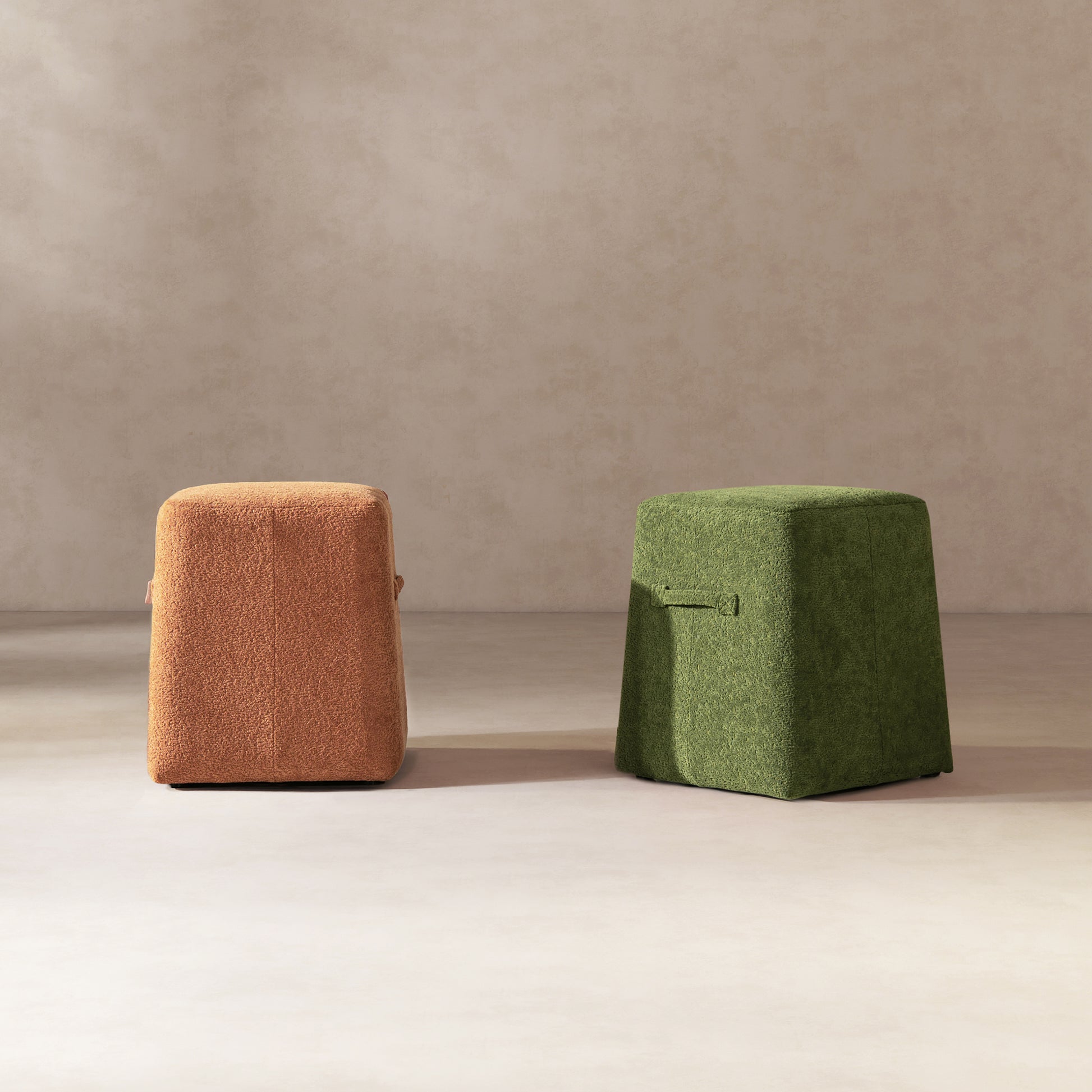 Oliver 16' Tapered Square Upholstered Ottoman, Spice Orange Fleeced Teddy