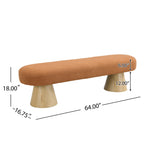 Dining Bench for Dining Room, Upholstered Bedroom End of Bed Entryway Bench, Boucle Ottoman for Living Room, 64'L Orange Stool Top Wood Leg 300 LBS Weight Capacity