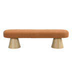 Dining Bench for Dining Room, Upholstered Bedroom End of Bed Entryway Bench, Boucle Ottoman for Living Room, 64'L Orange Stool Top Wood Leg 300 LBS Weight Capacity