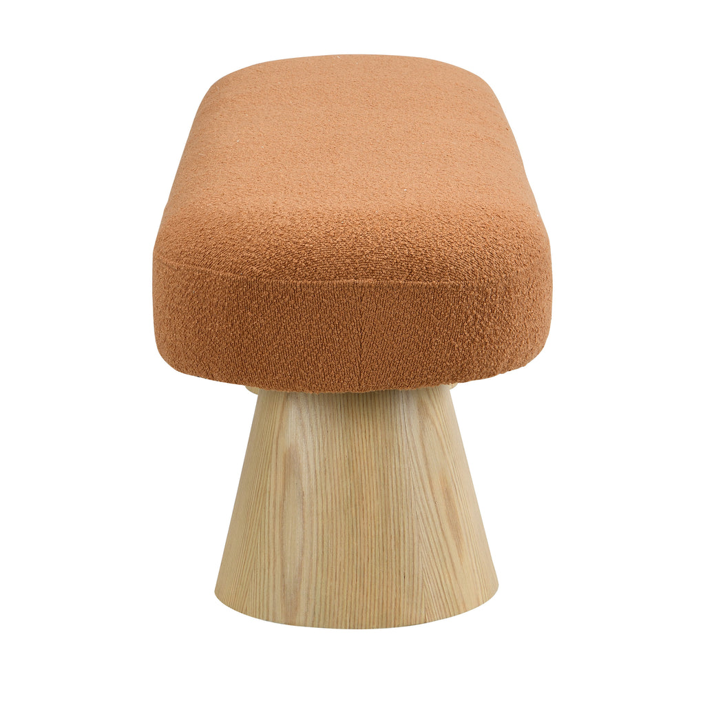 Dining Bench for Dining Room, Upholstered Bedroom End of Bed Entryway Bench, Boucle Ottoman for Living Room, 64'L Orange Stool Top Wood Leg 300 LBS Weight Capacity