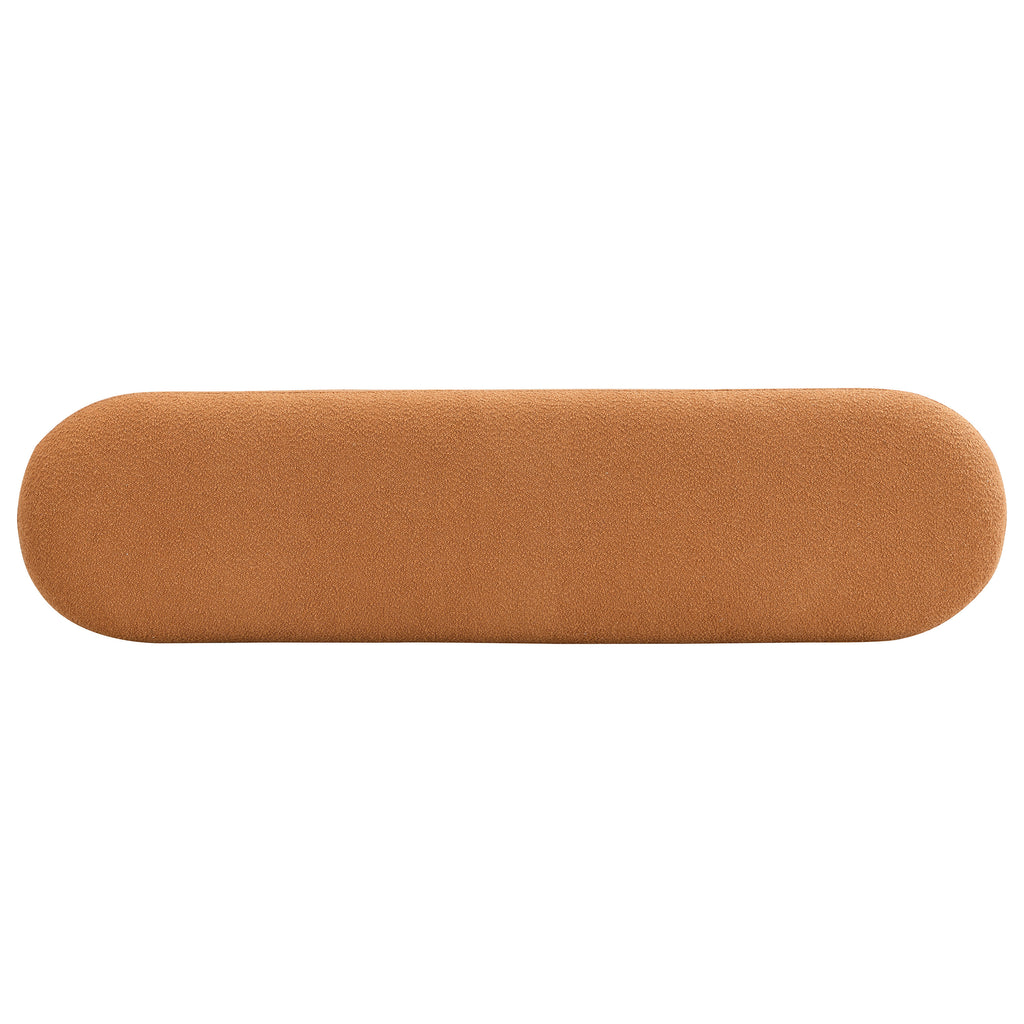 Dining Bench for Dining Room, Upholstered Bedroom End of Bed Entryway Bench, Boucle Ottoman for Living Room, 64'L Orange Stool Top Wood Leg 300 LBS Weight Capacity