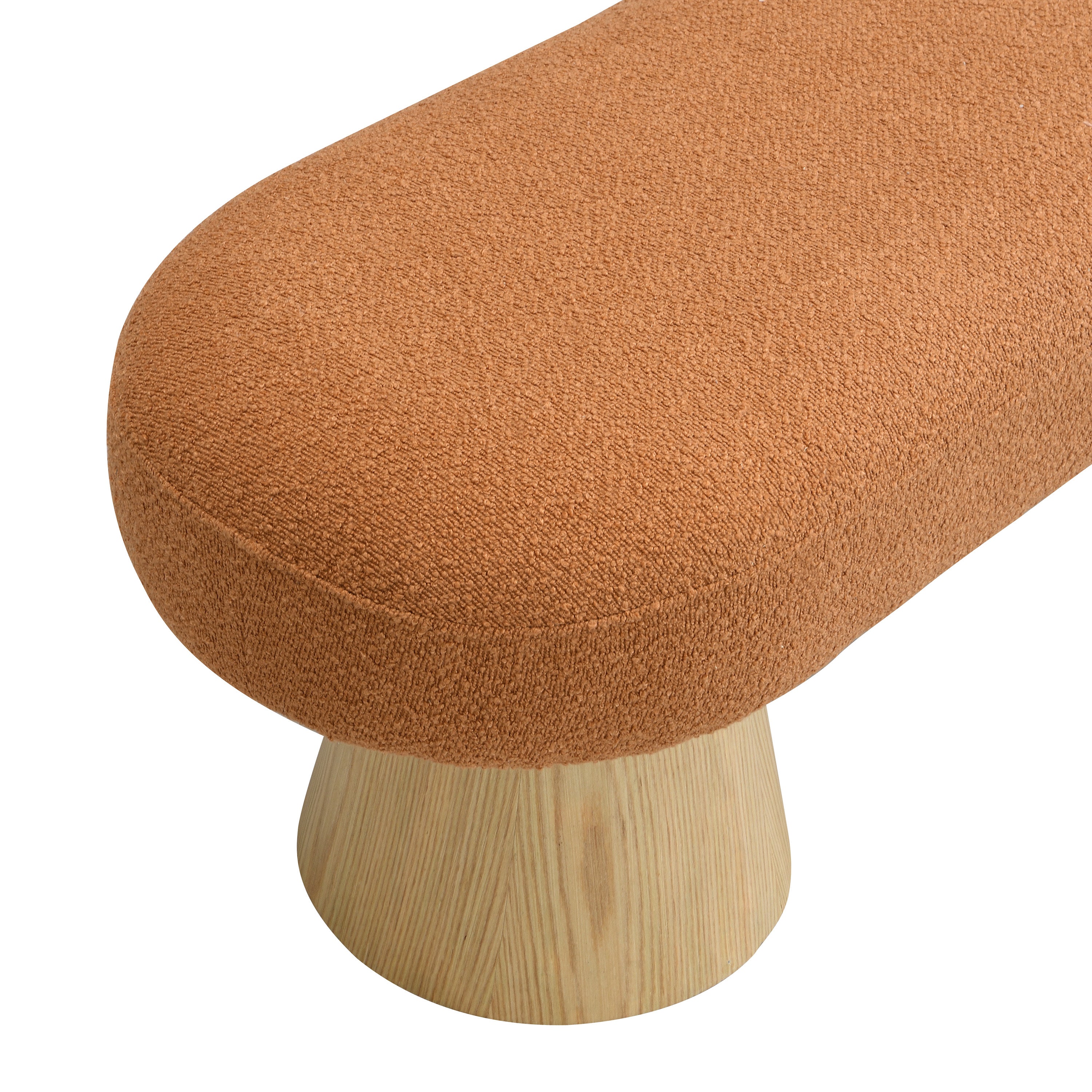 Dining Bench for Dining Room, Upholstered Bedroom End of Bed Entryway Bench, Boucle Ottoman for Living Room, 64'L Orange Stool Top Wood Leg 300 LBS Weight Capacity