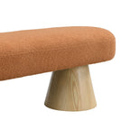 Dining Bench for Dining Room, Upholstered Bedroom End of Bed Entryway Bench, Boucle Ottoman for Living Room, 64'L Orange Stool Top Wood Leg 300 LBS Weight Capacity