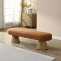 Dining Bench for Dining Room, Upholstered Bedroom End of Bed Entryway Bench, Boucle Ottoman for Living Room, 64'L Orange Stool Top Wood Leg 300 LBS Weight Capacity