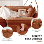 L-Shaped 3 Seater Sectional Sofa Couch,3-seat Sofa with 1 Movable Ottoman, Crescent-shaped Armrests And Wraparound Back & Armrest Cushions,Soft, Comfortable, Wide and Deep Seat, Chenille Orange