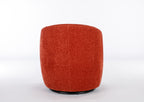 Chenille Fabric Swivel Accent Armchair Barrel Chair With Black Powder Coating Metal Ring,Orange