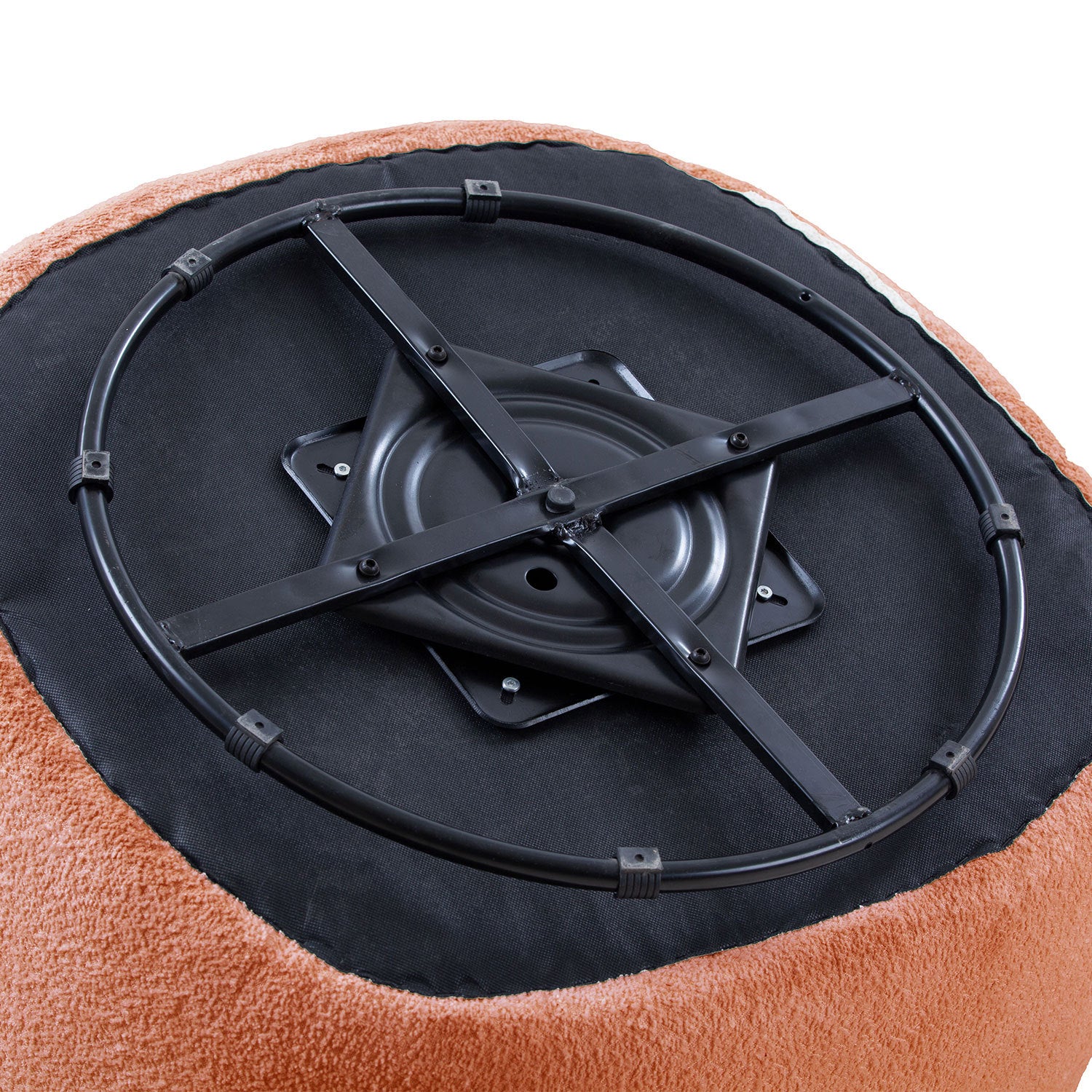 360° Swivel Mid Century Modern Curved Sofa, 1-Seat Cloud couch Boucle sofa Fabric Couch, Orange