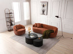 360° Swivel Mid Century Modern Curved Sofa, 1-Seat Cloud couch Boucle sofa Fabric Couch, Orange