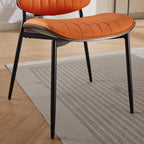 A&A Furniture, Dining Chairs Set of 2 Mid Century Modern Retro Faux Leather Chair with Walnut Bentwood Back Upholstered Seat Metal Legs Adjustable Foot for Kitchen Dining Room Chairs(Orange  PU)