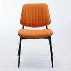 A&A Furniture, Dining Chairs Set of 2 Mid Century Modern Retro Faux Leather Chair with Walnut Bentwood Back Upholstered Seat Metal Legs Adjustable Foot for Kitchen Dining Room Chairs(Orange  PU)