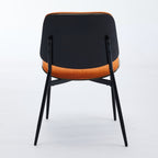 A&A Furniture, Dining Chairs Set of 2 Mid Century Modern Retro Faux Leather Chair with Walnut Bentwood Back Upholstered Seat Metal Legs Adjustable Foot for Kitchen Dining Room Chairs(Orange  PU)