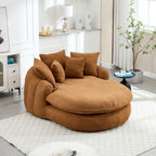 Oversized Oval Upholstered Bean Bag Sofa, Lazy Sofa with 3 Large Pillows and 2 Small Pillows, Wrap Around Backrest for Adults, Chenille Fabric Lazy Floor Bean Bag Sofa Bean Bag Chairs