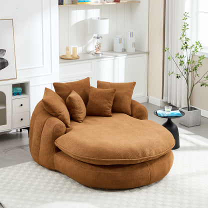 Oversized Oval Upholstered Bean Bag Sofa, Lazy Sofa with 3 Large Pillows and 2 Small Pillows, Wrap Around Backrest for Adults, Chenille Fabric Lazy Floor Bean Bag Sofa Bean Bag Chairs