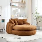 Oversized Oval Upholstered Bean Bag Sofa, Lazy Sofa with 3 Large Pillows and 2 Small Pillows, Wrap Around Backrest for Adults, Chenille Fabric Lazy Floor Bean Bag Sofa Bean Bag Chairs