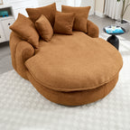 Oversized Oval Upholstered Bean Bag Sofa, Lazy Sofa with 3 Large Pillows and 2 Small Pillows, Wrap Around Backrest for Adults, Chenille Fabric Lazy Floor Bean Bag Sofa Bean Bag Chairs