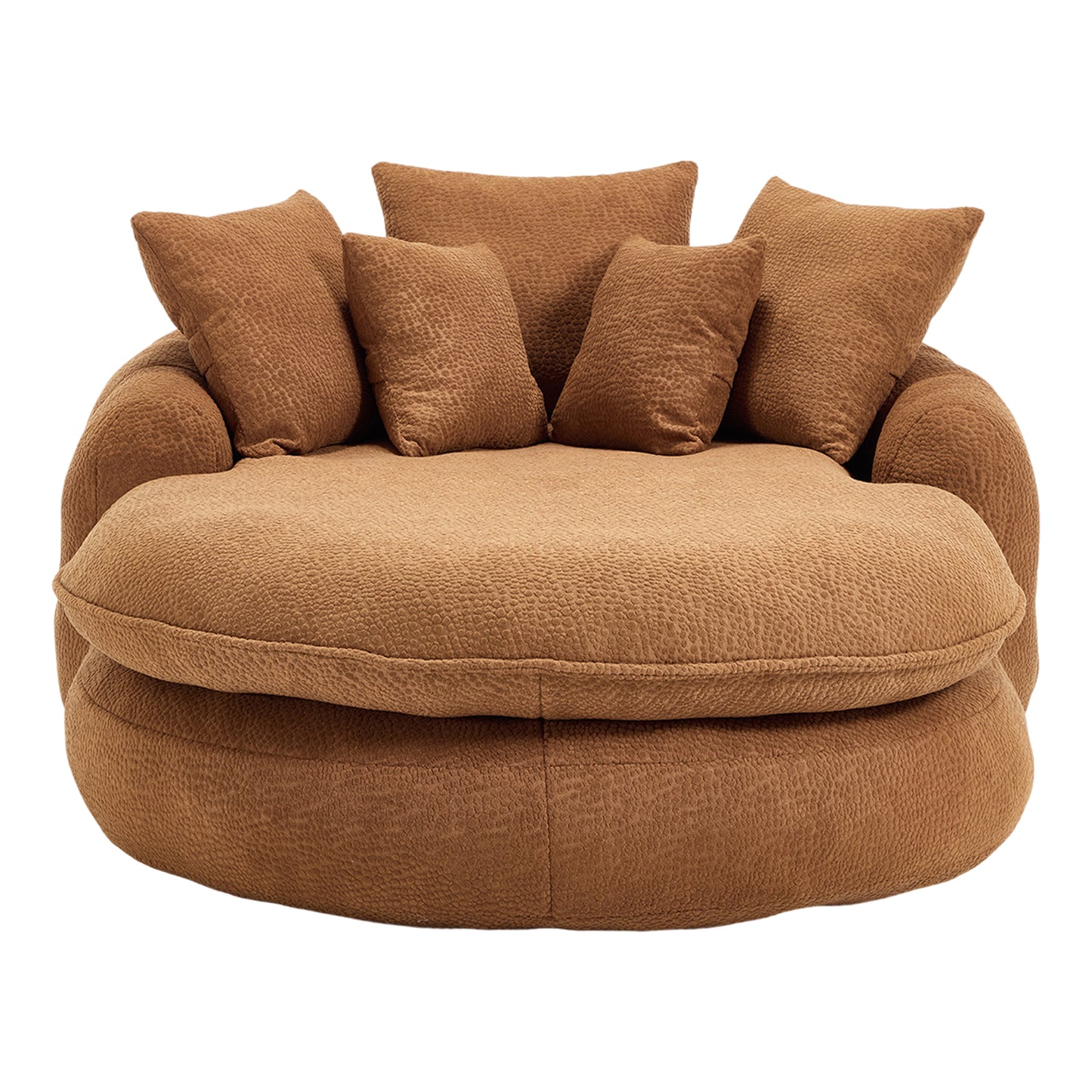 Oversized Oval Upholstered Bean Bag Sofa, Lazy Sofa with 3 Large Pillows and 2 Small Pillows, Wrap Around Backrest for Adults, Chenille Fabric Lazy Floor Bean Bag Sofa Bean Bag Chairs