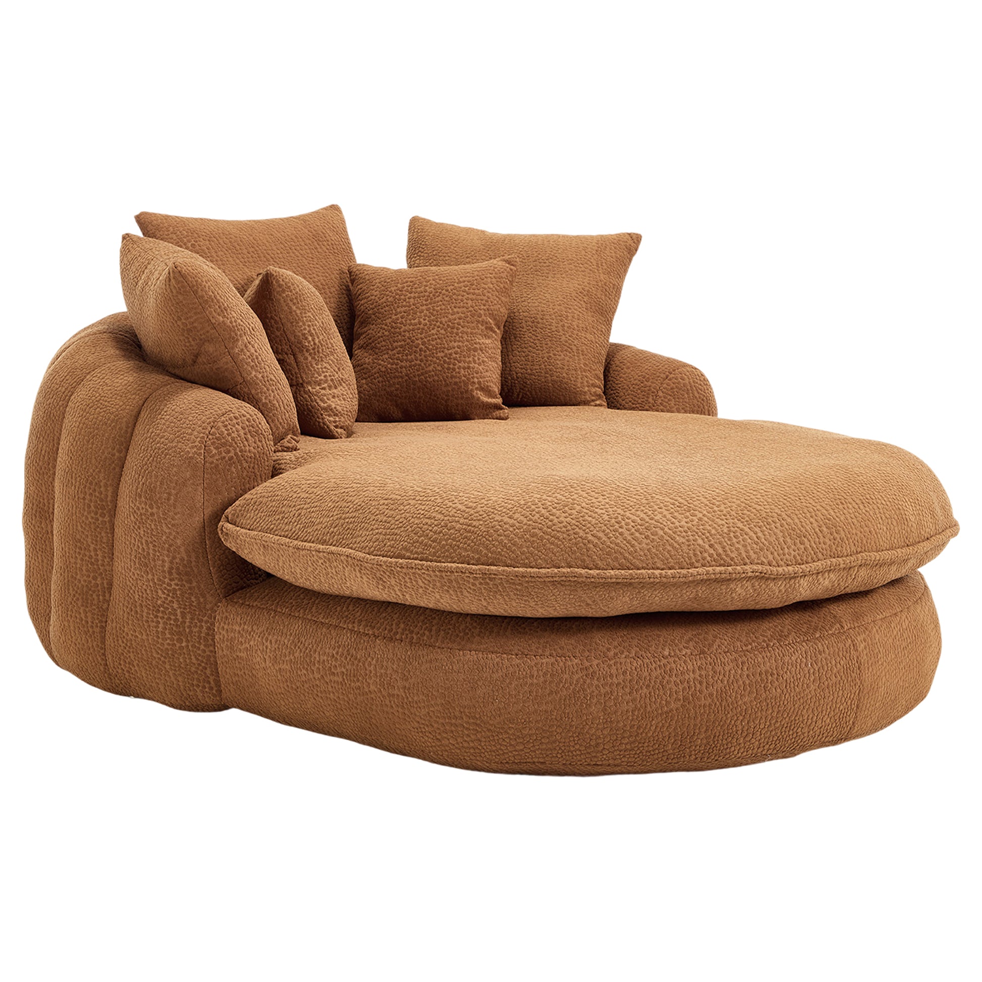 Oversized Oval Upholstered Bean Bag Sofa, Lazy Sofa with 3 Large Pillows and 2 Small Pillows, Wrap Around Backrest for Adults, Chenille Fabric Lazy Floor Bean Bag Sofa Bean Bag Chairs