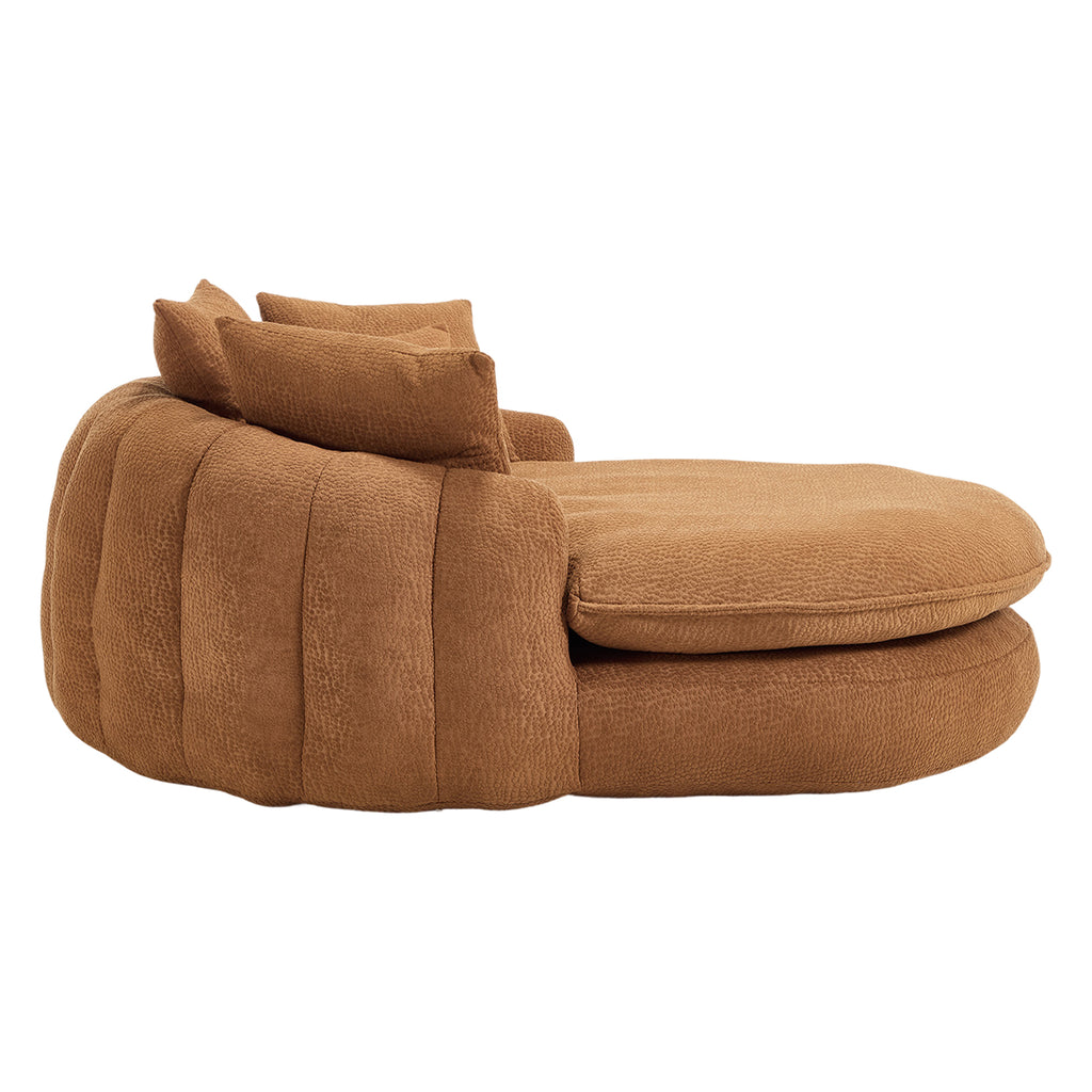 Oversized Oval Upholstered Bean Bag Sofa, Lazy Sofa with 3 Large Pillows and 2 Small Pillows, Wrap Around Backrest for Adults, Chenille Fabric Lazy Floor Bean Bag Sofa Bean Bag Chairs