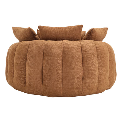 Oversized Oval Upholstered Bean Bag Sofa, Lazy Sofa with 3 Large Pillows and 2 Small Pillows, Wrap Around Backrest for Adults, Chenille Fabric Lazy Floor Bean Bag Sofa Bean Bag Chairs