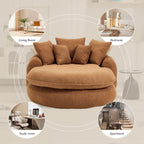 Oversized Oval Upholstered Bean Bag Sofa, Lazy Sofa with 3 Large Pillows and 2 Small Pillows, Wrap Around Backrest for Adults, Chenille Fabric Lazy Floor Bean Bag Sofa Bean Bag Chairs