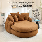 Oversized Oval Upholstered Bean Bag Sofa, Lazy Sofa with 3 Large Pillows and 2 Small Pillows, Wrap Around Backrest for Adults, Chenille Fabric Lazy Floor Bean Bag Sofa Bean Bag Chairs