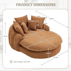 Oversized Oval Upholstered Bean Bag Sofa, Lazy Sofa with 3 Large Pillows and 2 Small Pillows, Wrap Around Backrest for Adults, Chenille Fabric Lazy Floor Bean Bag Sofa Bean Bag Chairs