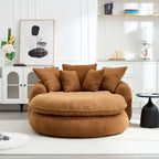 Oversized Oval Upholstered Bean Bag Sofa, Lazy Sofa with 3 Large Pillows and 2 Small Pillows, Wrap Around Backrest for Adults, Chenille Fabric Lazy Floor Bean Bag Sofa Bean Bag Chairs