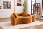 LY-042 S-Curved Chenille Sectional Sofa: Dual-Depth (21.3' & 26.8'), Orange, No Assembly, Compact for Small Spaces, 400 lbs, 66.9' L