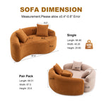 LY-042 S-Curved Chenille Sectional Sofa: Dual-Depth (21.3' & 26.8'), Orange, No Assembly, Compact for Small Spaces, 400 lbs, 66.9' L