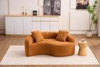 LY-042 S-Curved Chenille Sectional Sofa: Dual-Depth (21.3' & 26.8'), Orange, No Assembly, Compact for Small Spaces, 400 lbs, 66.9' L
