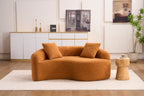 LY-042 S-Curved Chenille Sectional Sofa: Dual-Depth (21.3' & 26.8'), Orange, No Assembly, Compact for Small Spaces, 400 lbs, 66.9' L
