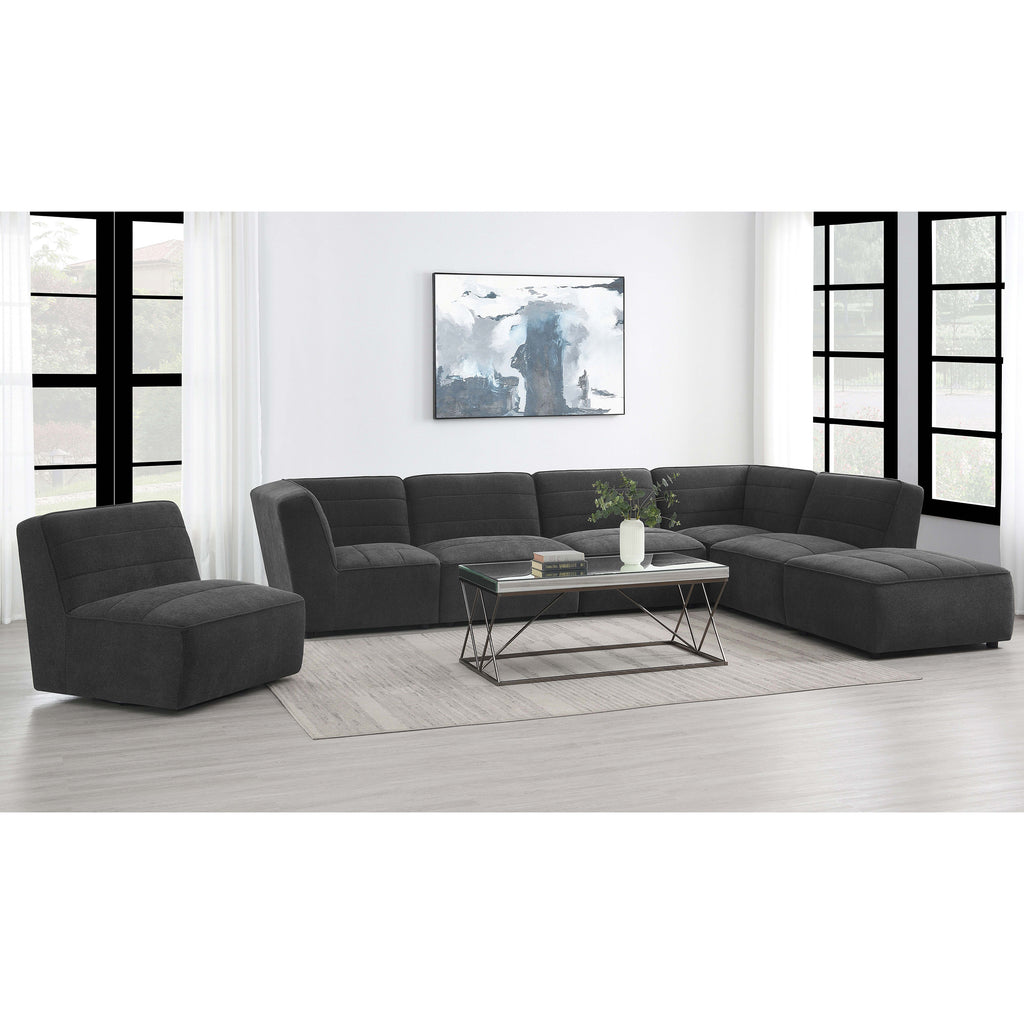 Ortega Dark Charcoal Upholstered Armless Chair Accent Chair