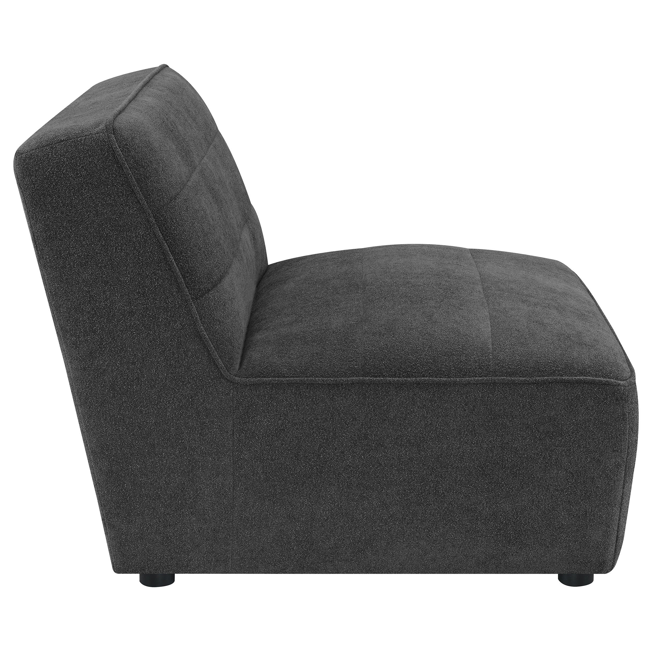 Ortega Dark Charcoal Upholstered Armless Chair Accent Chair