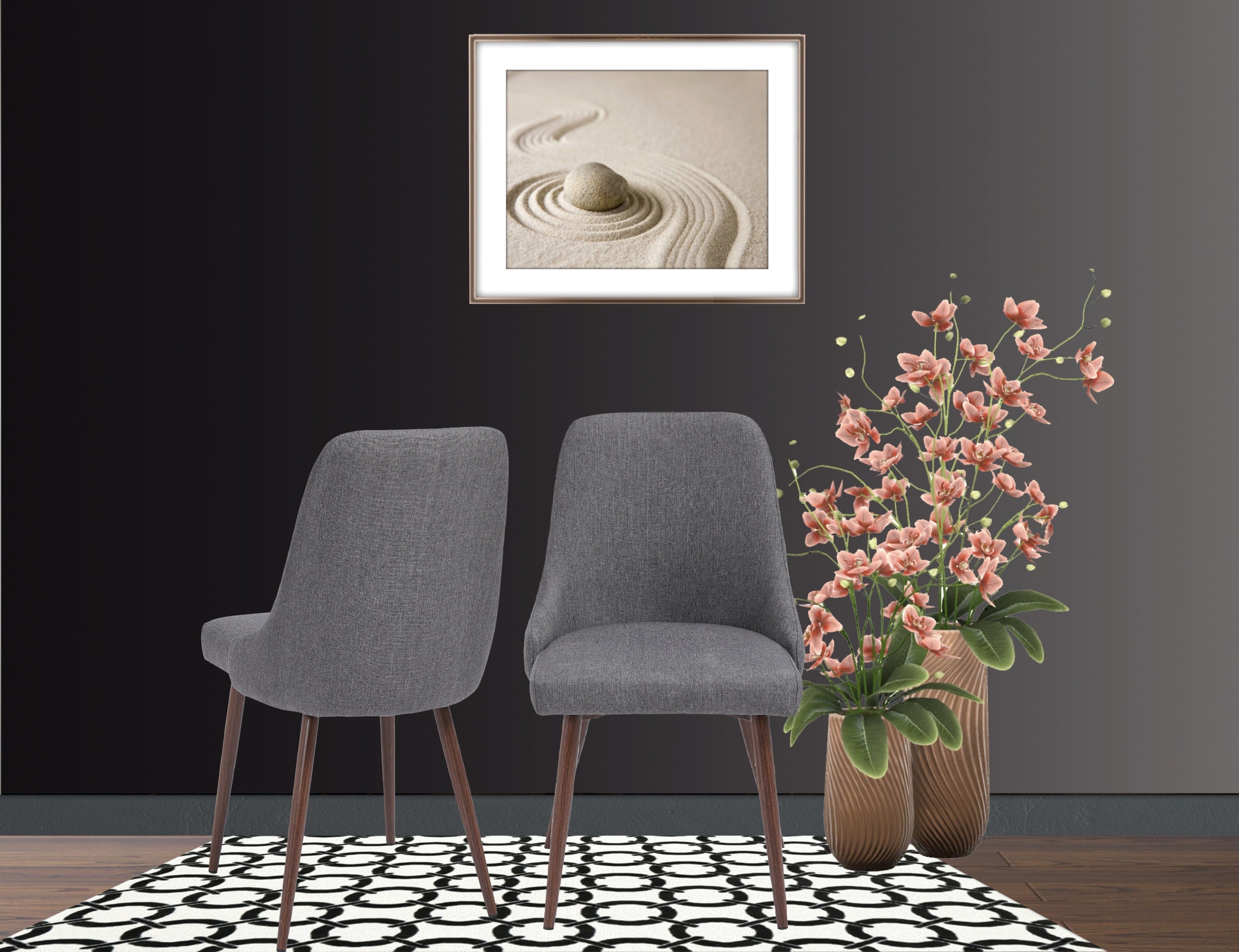 Oslo Modern Upholstery Side Dining Chair Set of 2, Grey