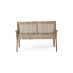 Outdoor Wicker and Acacia Wood Loveseat, Light Multibrown and Light Brown, 34'' H X 46.5'' W X 27.25'' D