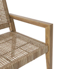 Outdoor Wicker and Acacia Wood Loveseat, Light Multibrown and Light Brown, 34'' H X 46.5'' W X 27.25'' D