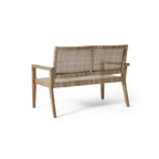 Outdoor Wicker and Acacia Wood Loveseat, Light Multibrown and Light Brown, 34'' H X 46.5'' W X 27.25'' D