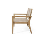 Outdoor Wicker and Acacia Wood Loveseat, Light Multibrown and Light Brown, 34'' H X 46.5'' W X 27.25'' D
