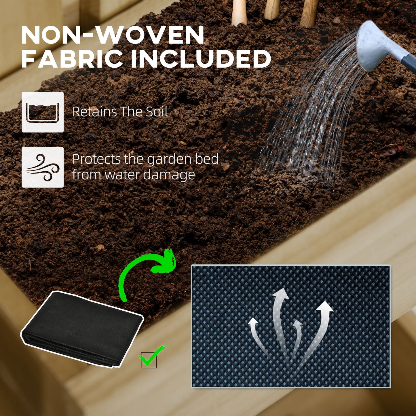 Outsunny 4 Box Raised Garden Bed with Trellis for Vine Flowers & Climbing Plants, 31.5" Tall Wall-Mounted Wood Planter Box Set with Adjustable Height, Drainage Hole, Natural