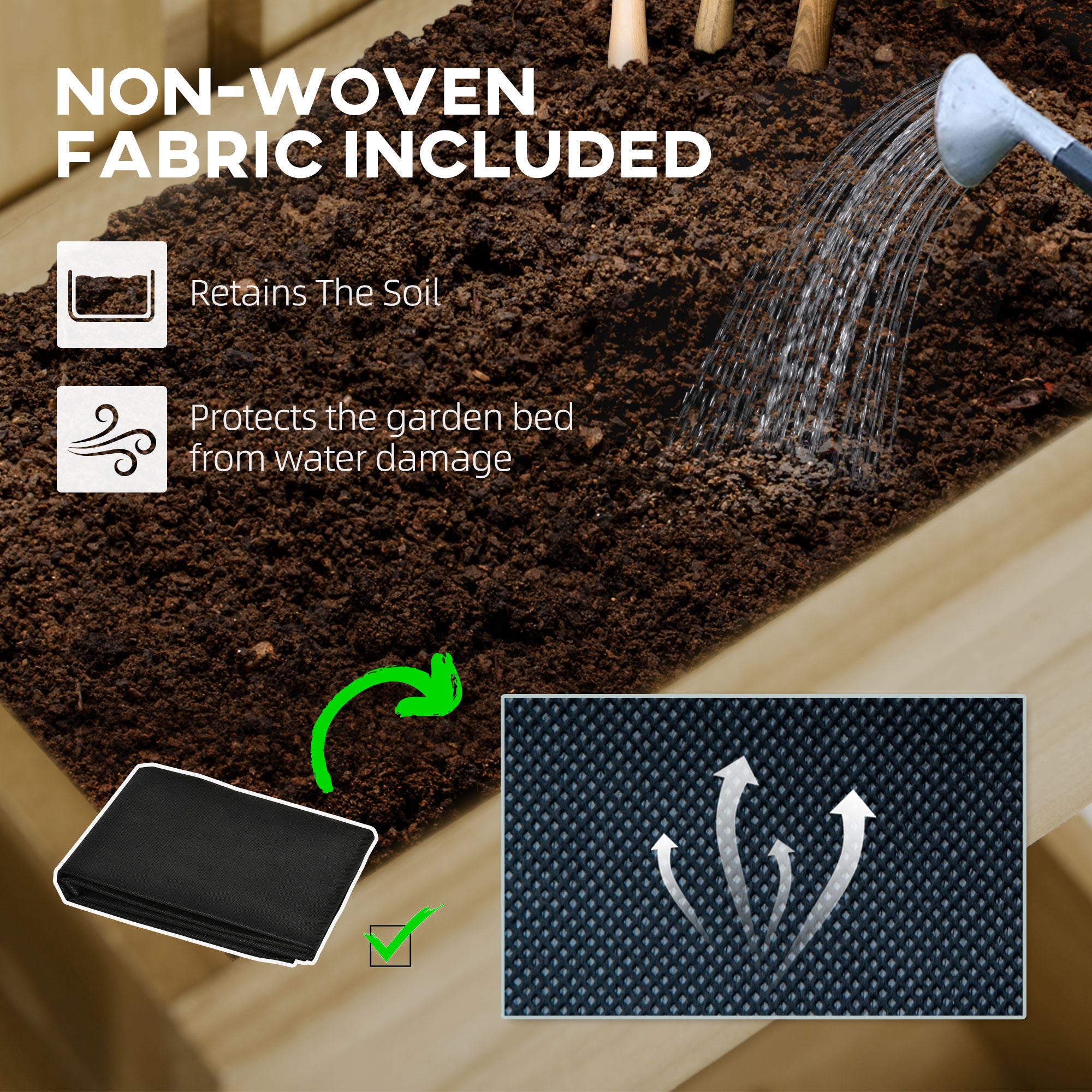 Outsunny 4 Box Raised Garden Bed with Trellis for Vine Flowers & Climbing Plants, 31.5" Tall Wall-Mounted Wood Planter Box Set with Adjustable Height, Drainage Hole, Natural