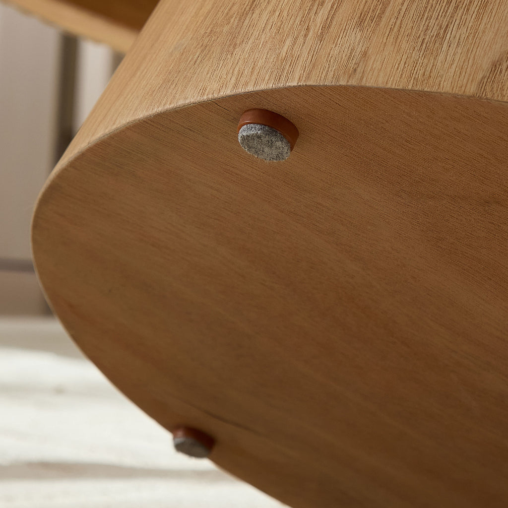 Modern Design Oval Handcraft Drum Coffee Table Length 47.24 inch Coffee Table for Living Room, Ellipse Coffee Table with Sturdy Pedestal,Natural Color