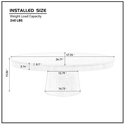Modern Design Oval Handcraft Drum Coffee Table Length 47.24 inch Coffee Table for Living Room, Ellipse Coffee Table with Sturdy Pedestal,Natural Color
