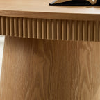 Modern Design Oval Handcraft Drum Coffee Table Length 47.24 inch Coffee Table for Living Room, Ellipse Coffee Table with Sturdy Pedestal,Natural Color