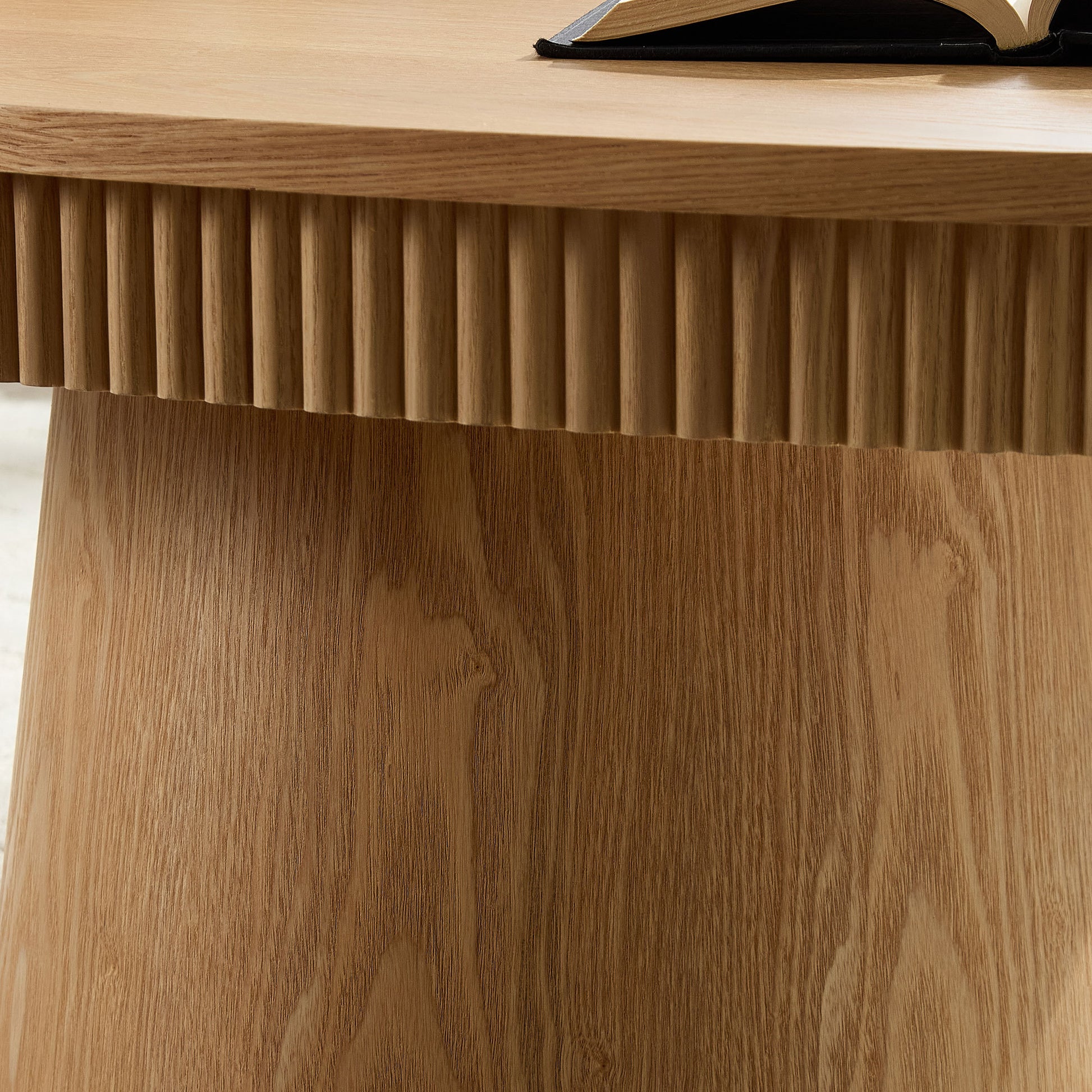 Modern Design Oval Handcraft Drum Coffee Table Length 47.24 inch Coffee Table for Living Room, Ellipse Coffee Table with Sturdy Pedestal,Natural Color