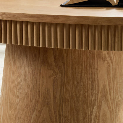 Modern Design Oval Handcraft Drum Coffee Table Length 47.24 inch Coffee Table for Living Room, Ellipse Coffee Table with Sturdy Pedestal,Natural Color