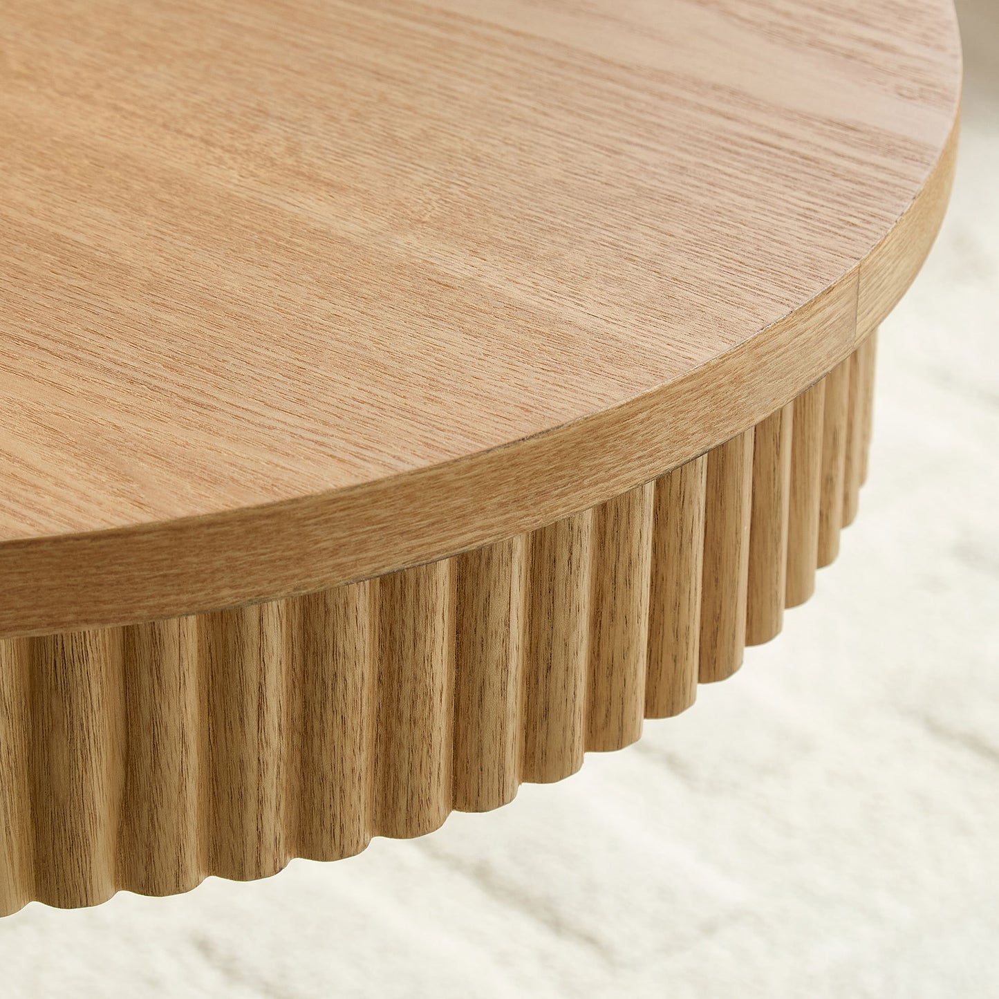 Modern Design Oval Handcraft Drum Coffee Table Length 47.24 inch Coffee Table for Living Room, Ellipse Coffee Table with Sturdy Pedestal,Natural Color