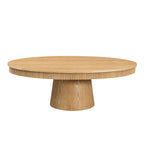 Modern Design Oval Handcraft Drum Coffee Table Length 47.24 inch Coffee Table for Living Room, Ellipse Coffee Table with Sturdy Pedestal,Natural Color