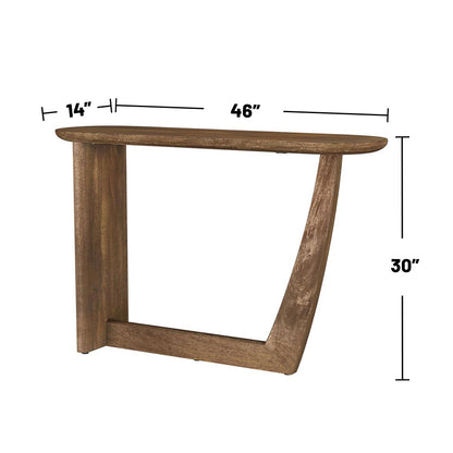 Oval Solid Mango Wood Entryway Console Table, Brown Console Table